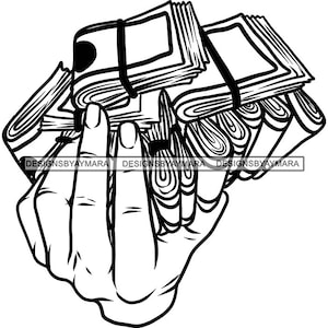 Man Male Hand Holding Money Stack Cash Dollar Currency Bank Hustler Hustling Hustle Grind Grinding SVG PNG JPG Print Cutting Vector Designs