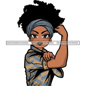 Afro Lola Flexing SVG Strong Woman Power We Can Do It Goddess Melanin Queen Nubian Lady JPG PNG Vector Clipart Cricut Circuit Cut Cutting