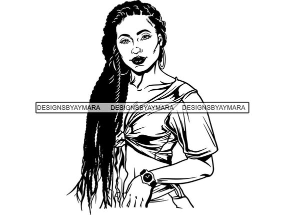 Download Black Woman Svg Braids Dreads Hairstyle Beauty Salon Logo Etsy