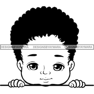 Peek a Boo I See You Baby Boo Girl Afro Puff Nubian Cute Little Kid Afroamericano SVG . Eps. PNG Vector Clipart Corte de Corte de Corte