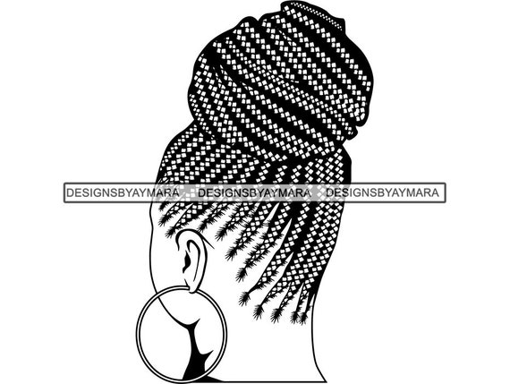 Femme noire SVG Tresses Locs Dreads Coiffure Salon de beauté Logo
