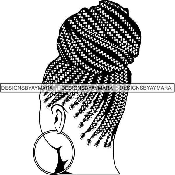 Black Woman SVG Braids Locs Dreads Hairstyle Beauty Salon Logo Classy Nubian African American .EPS .PNG Vector Clipart Circuit Cut Cutting