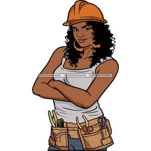Afro Handywoman Logo Work Repair Service Repairwoman Improvement Craftswoman SVG JPG PNG Vector Clipart Cricut Silhouette Circuit Cutting
