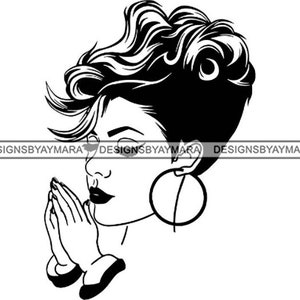 Afro Woman Svg Queen Praying Life Quotes Classy Glamour Diva Lady Nubian SVG .JPG.PNG Vector Clipart Cricut Silhouette Circuit Cut Cutting