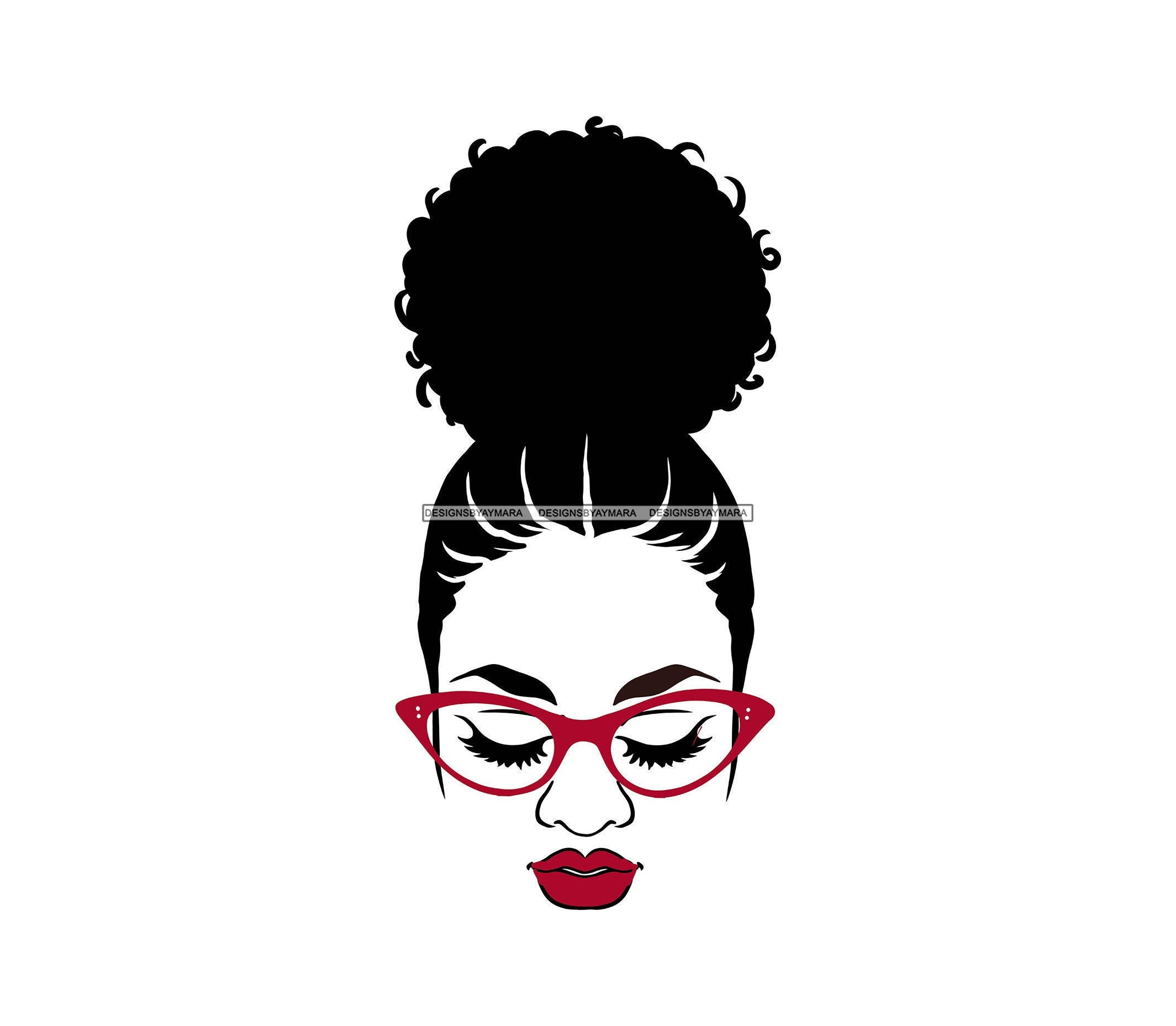 Download Afro Woman SVG Afro Bun Wearing Glasses Melanin Hipster ...