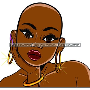Afro Femme Main Dans Le Visage Alopécie Conscience Chauve Coiffure Nubienne Fille Noire Magie SVG JPG PNG Vecteur Clipart Cricut Silhouette Coupe Coupe