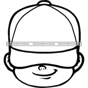 Bebé niño pequeño Retrato Sonrisa sarcástica Sin rostro Usando gorra de sombrero de béisbol Niño Sublimación junior Diseño vectorial SVG PNG JPG Archivos de corte