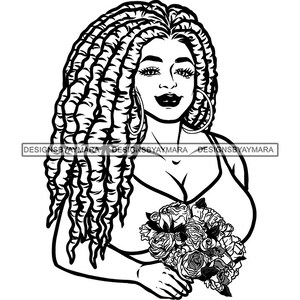 Melanin Hübsche Frau Portrait Dreadlocks Loks Frisur Plus Size Schwester Groß Schöne Frau SVG PNG Artwork Sublimation Cut Designs Print