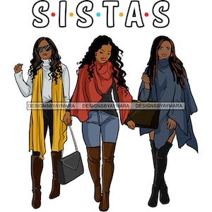 Sistas Irmãs Mulheres Afro Melhores Amigos Amigos Melanina Núbia Almas Gêmeas SVG JPG PNG Vector Designs Clipart Cricut Silhouette Cut Cutting