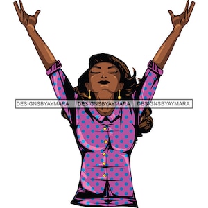 Afroamerikanische Frau Mädchen beten Arme hohe Gott Gebet beten Glauben Melanin Religion nubischen SVG PNG JPG Vektor Clipart Schaltung schneiden