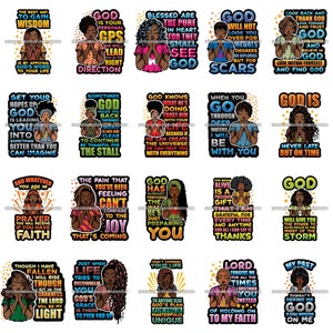 Bundle 20 Afro Frau Gott Lord Zitate Gebet Bitten Gebet Religion Glaube Kirche Nubian Lady SVG PNG Vektor Clipart Schaltung Cut Cut