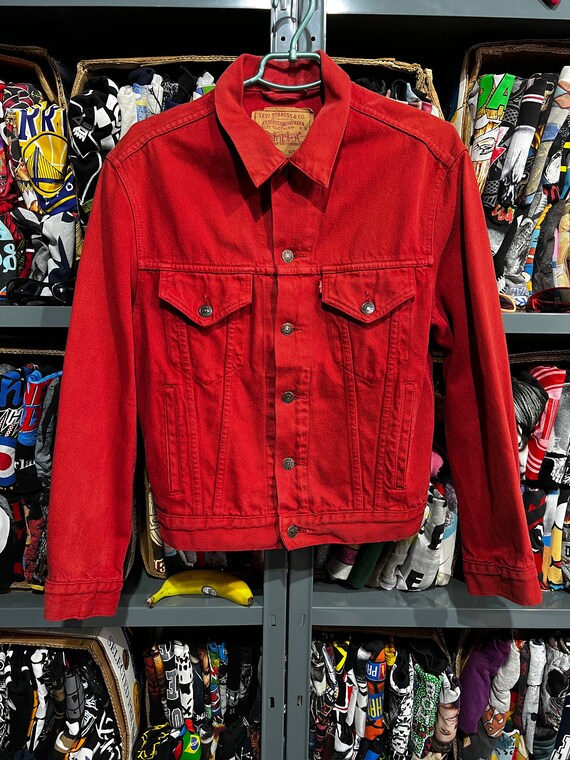 Levis Vintage 70503 Jacket 1996 90s Denim Size S Red | Etsy