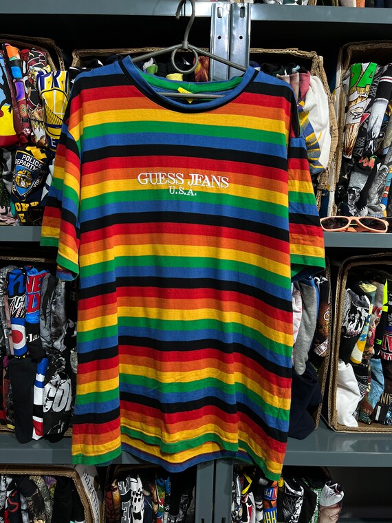 Guess USA Striped Tee Shirt Vintage 