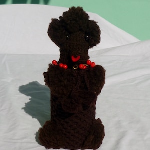 vintage crocheted poodle with red collar