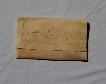 vintage embroidered linen sachet pocket