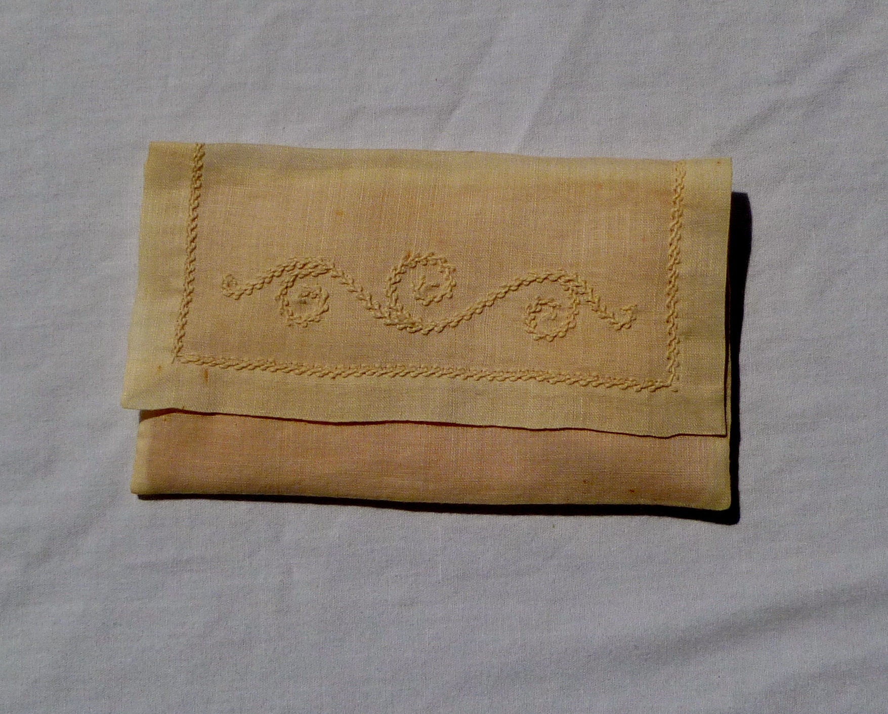 vintage embroidered linen sachet pocket