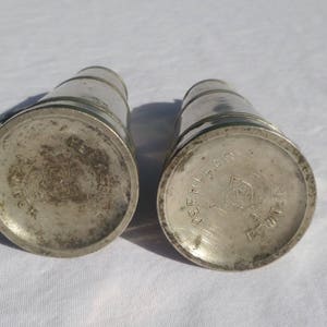 vintage peerless pewter salt and pepper shakers with screw top image 3