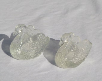 vintage glass swans for salt or vinaigrette