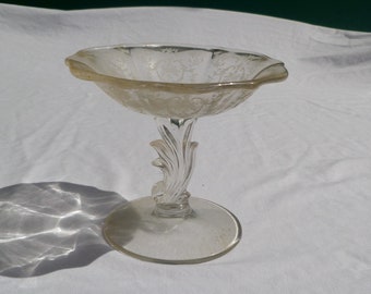 vintage fostoria etched glass compote