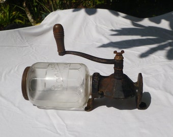 Antique Crystal Arcade Coffee Grinder With Catch Cup 1800's Cast Iron and  Glass Canister-type Wall Mounted Coffee Mill Gift for Coffee Lover - Etsy