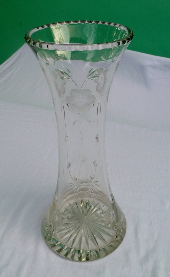 Vintage Cut Glass Vase Etsy