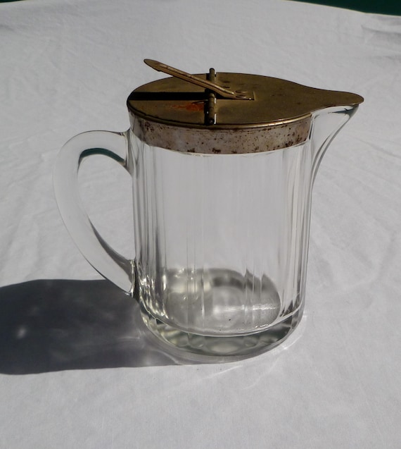 Vintage Small Glass Pitcher or Dispenser With Lid 