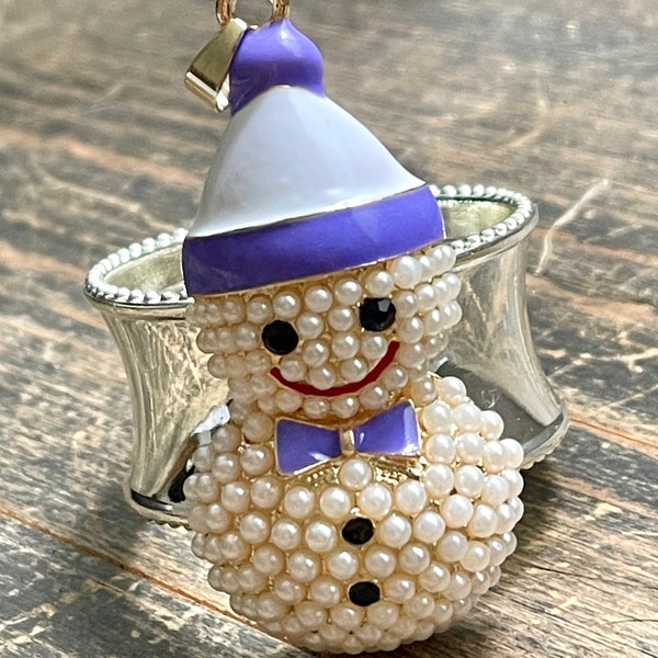 Napkin Ring with Christmas Snowman Bling