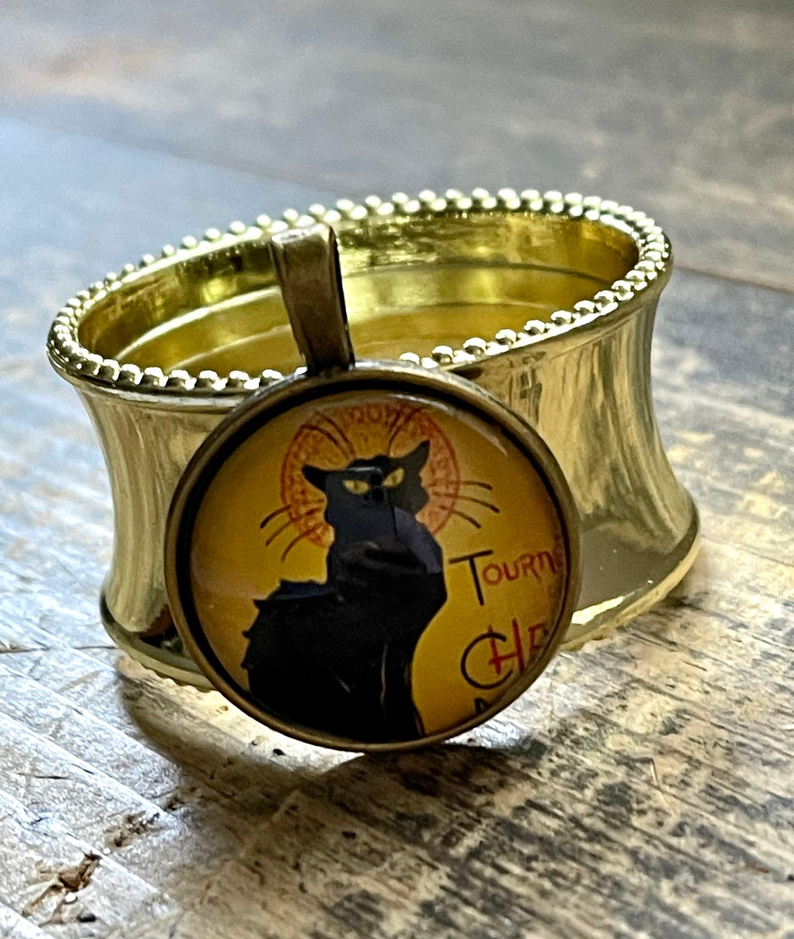 Napkin Ring With Halloween Black Cat Bling Etsy