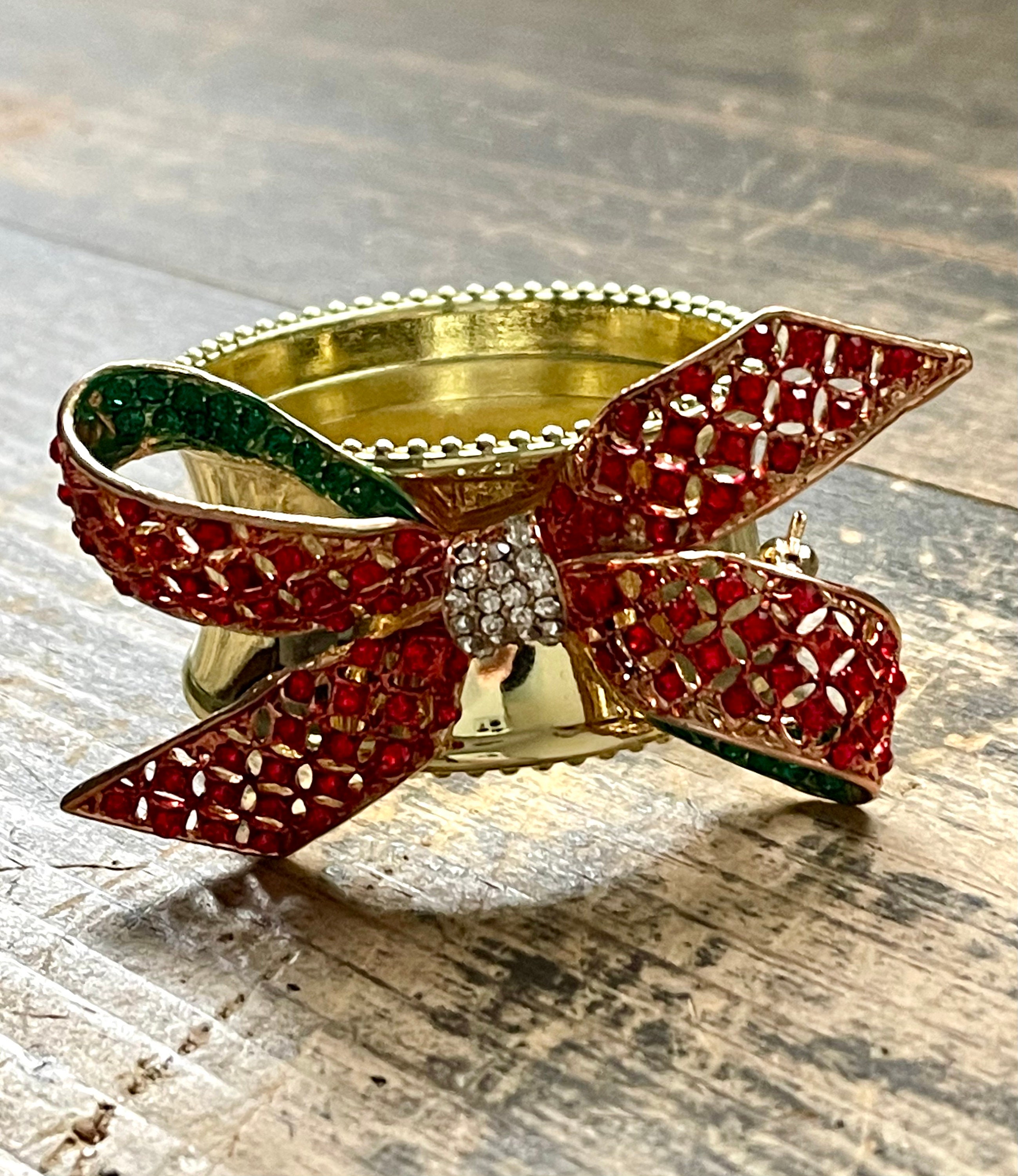 Napkin Ring With Christmas Bow Bling Etsy UK
