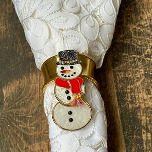 Napkin Ring with Christmas Snowman Bling