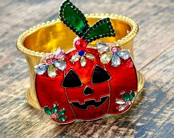 Serviettenring mit Halloween Kürbis Bling