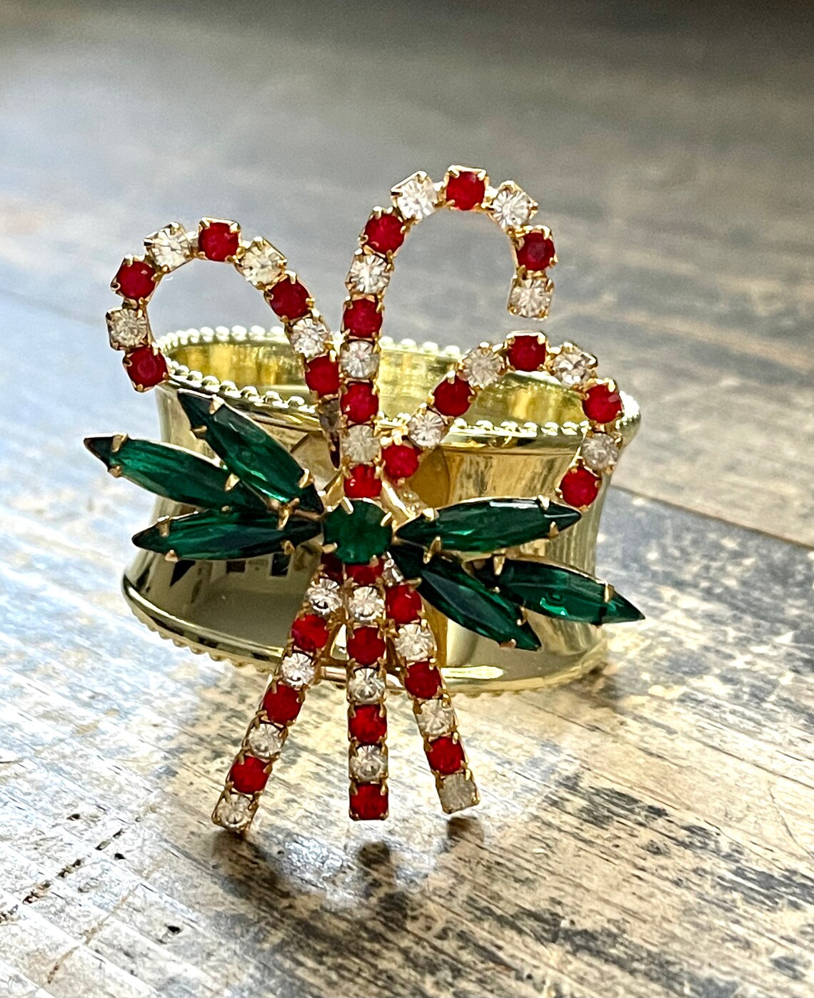Napkin Ring with Christmas Candy Cane Bling Etsy