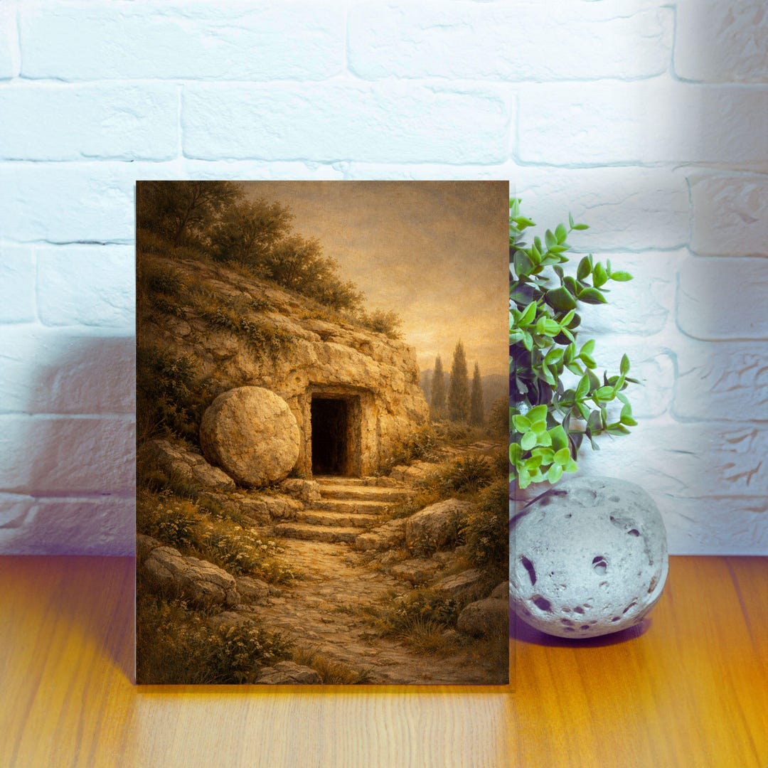 The Tomb is Empty Wall Art Canvas | He is Risen Christian Art | Jesus ...