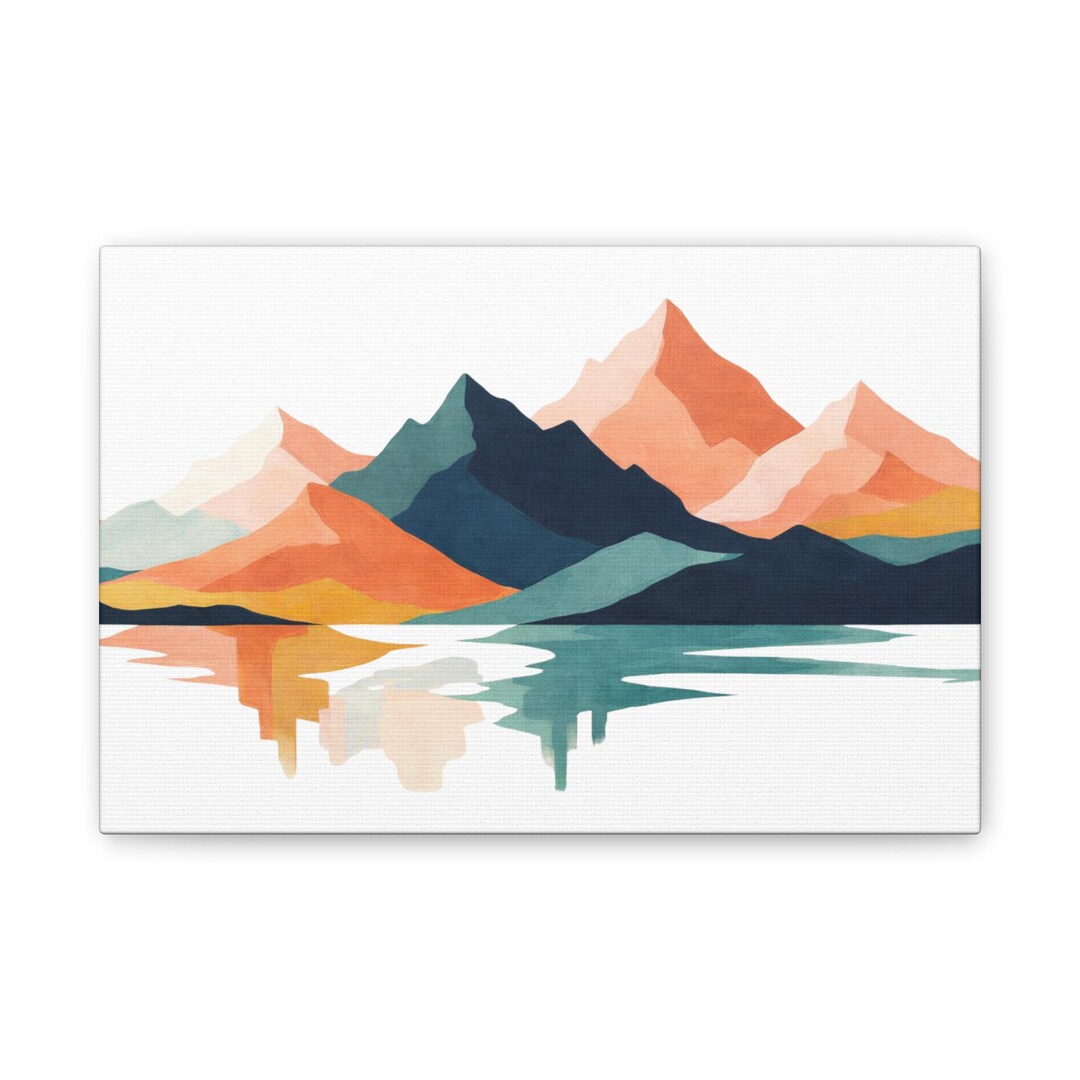 Minimalist Abstract Mountain Canvas | Geometric Peak Wall Art ...