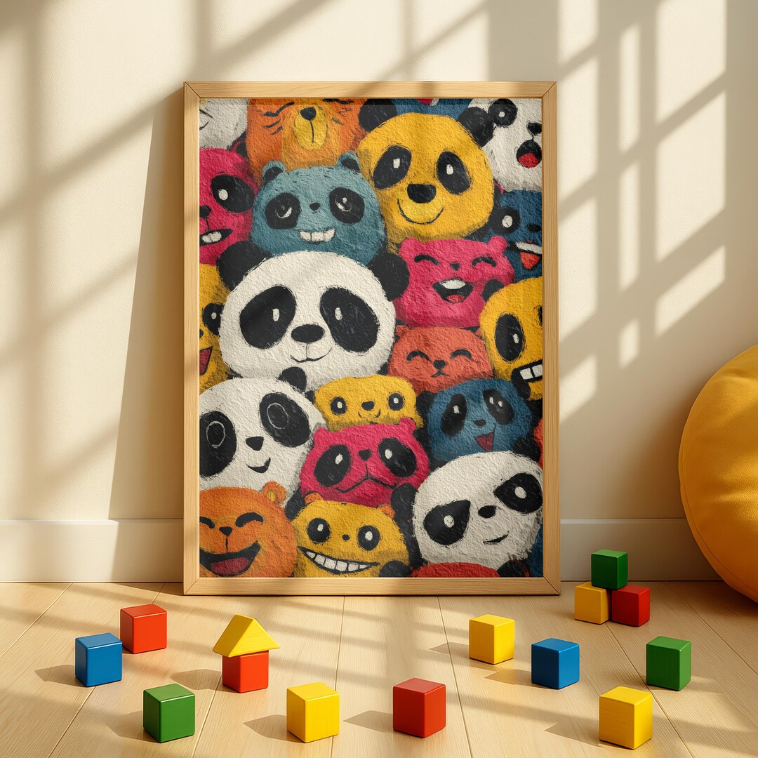 Colorful Panda Bear Wall Art, Kids Room Pop Art Print, Whimsical ...