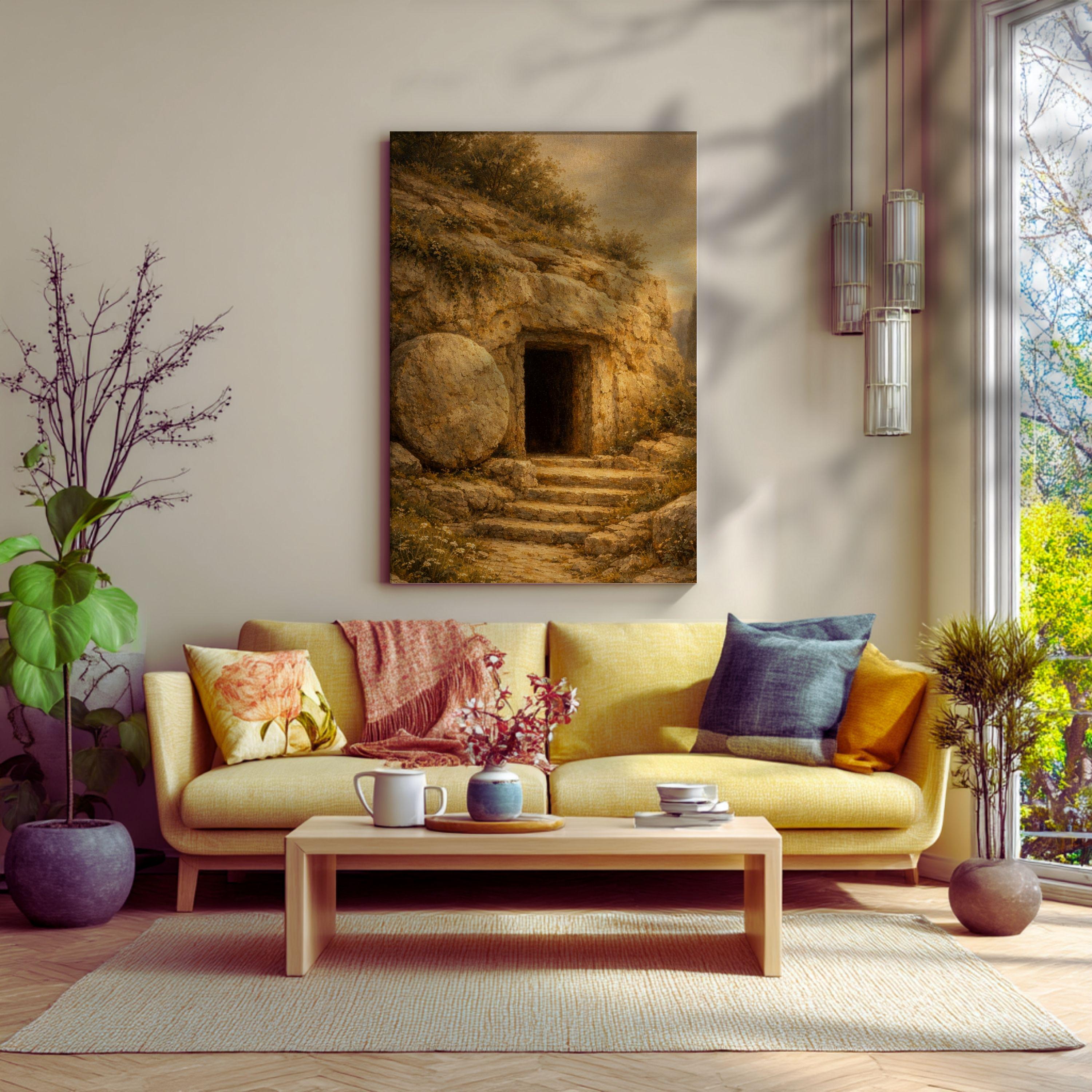 The Tomb is Empty Wall Art Canvas | He is Risen Christian Art | Jesus ...