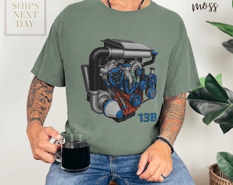 13B Rotary Engine comfort colors Shirt, Turbo JDM Car Tee, Drift Racing Streetwear, Rotary Motor Graphic, Car Enthusiast Gift, Japanese Cars