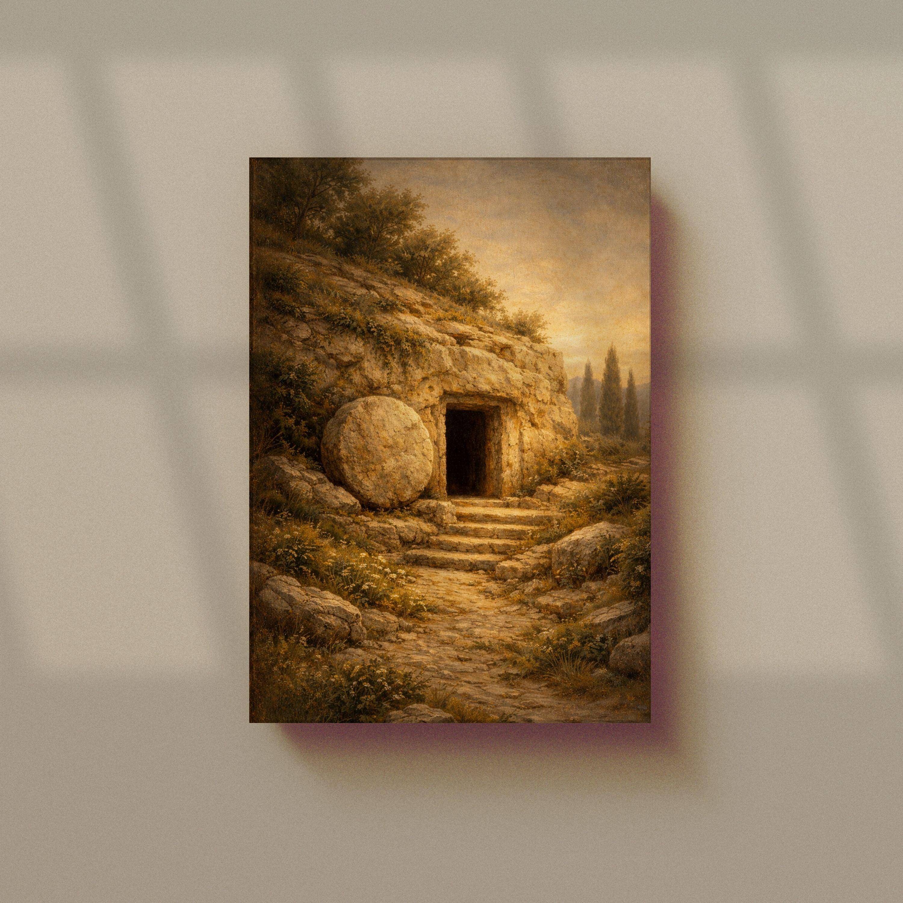 The Tomb is Empty Wall Art Canvas | He is Risen Christian Art | Jesus ...