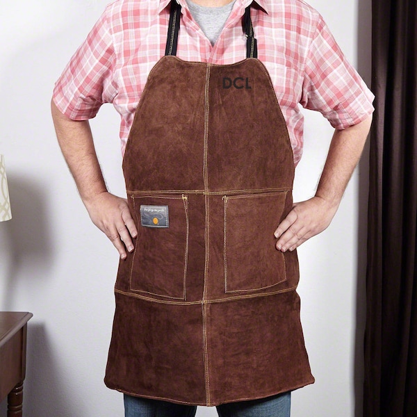Personalized Leather Grilling Apron | BBQ Smoker, Flame Retardant