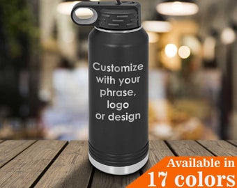 Custom 32 oz Water Bottle w/ Straw | Logos, Phrases | Sports Hydro Bottle | Laser Engraved Flask | Quality Gift Idea