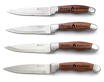 Personalized Steak Knife Set, Grilling Gifts for Men, Wood Handle Steak Knives, Father's Day, Christmas and Wedding Gifts | Set Of 4