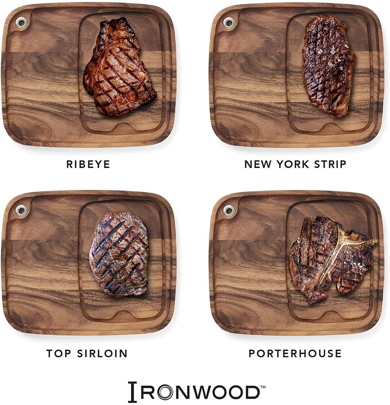 Personalized Steak Plate 16 Monogram Design Options Laser Engraved Acacia Wood BBQ Serving Plates image 10