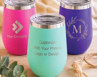 Personalized Wine Tumbler | Laser Etched 12 oz Stainless Steel Cup
