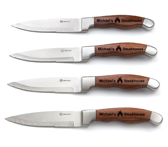 Personalized Steak Knife Set, Grilling Gifts for Men, Wood Handle