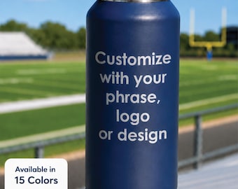 Custom Water Bottle | Personalized Water Tumbler | Laser Engraved | Stainless Steel Insulated Water Bottle With Straw | 20, 32 and 40 oz