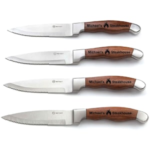 Personalized Steak Knife Set, Grilling Gifts for Men, Wood Handle Steak Knives, Father's Day, Christmas and Wedding Gifts | Set Of 4