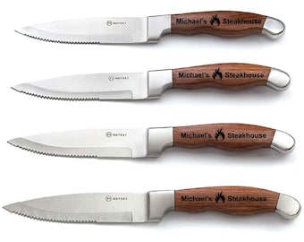 Personalized Steak Knife Set, Grilling Gifts for Men, Wood Handle Steak Knives, Father's Day, Christmas and Wedding Gifts | Set Of 4