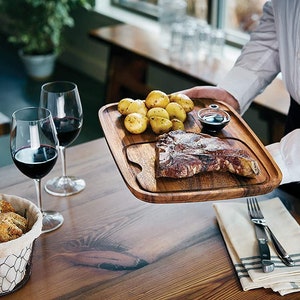 Personalized Steak Plate 16 Monogram Design Options Laser Engraved Acacia Wood BBQ Serving Plates image 6