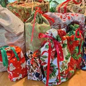 Christmas -Handmade Fabric Gift Bags