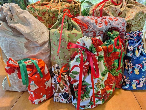 Christmas -Handmade Fabric Gift Bags